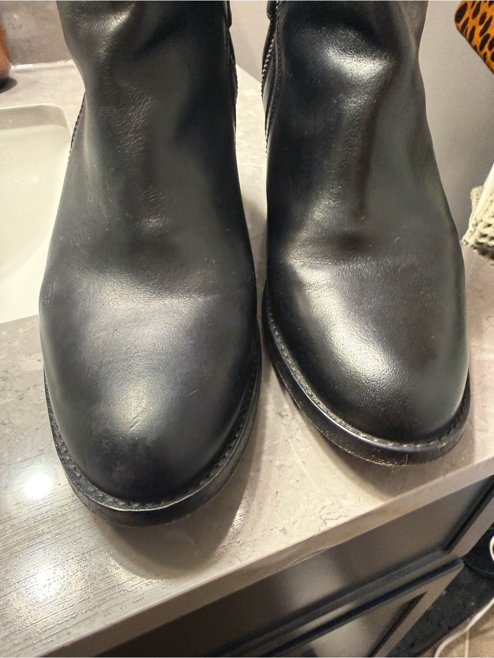 Frye Janis Shield Western size 8 Black Leather Ankle Booties Buckle stack heel - Picture 7 of 15